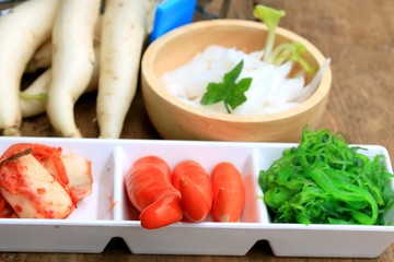 Kimchi - cabbage chili radish.