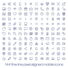 Modern user interface line icons, pixels perfect optimized.