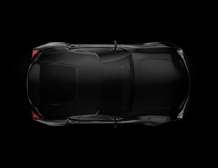 Black sports car isolated on black background.
