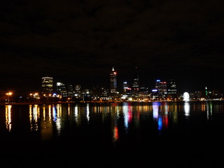 Fototapeta na wymiar Perth Skyline at night in Western Australia 