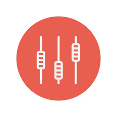 Sliders or faders control board thin line icon