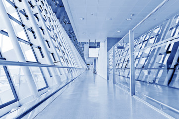Interior of the shanghai pudong airport,modern indoors blackground.