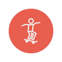 Man skateboarding thin line icon