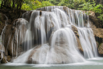 Huai Mae Khamin waterfall in deep forest, Thailand