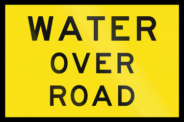 An Australian temporary road sign - Water over road