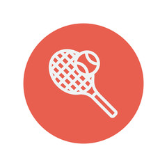 Tennis racket and ball thin line icon