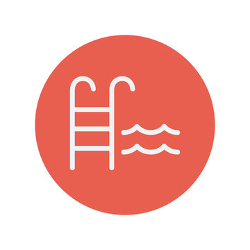 Swimming pool ladder thin line icon