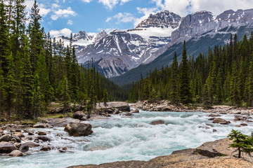 Mistaya River and a Peak in the background