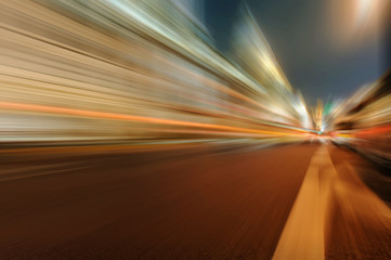 the light trails on the modern building background in shanghai china..