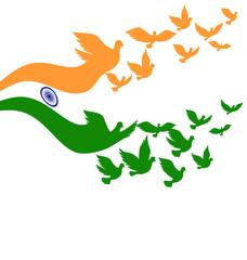 Abstract India flag with flying pigeon