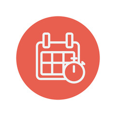 Calendar and stopwatch thin line icon