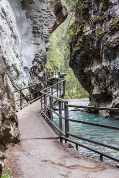 the river and the catwalk in Johnston Canyon