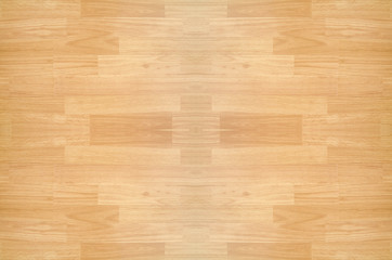 Hardwood maple basketball court floor viewed from above