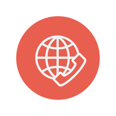 Global internet shopping thin line icon