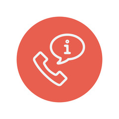 Talking by phone via internet thin line icon