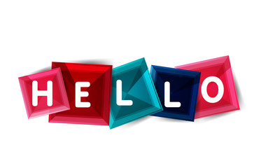 Hello word button banner or squares