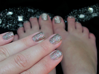 shiny nails, manicure and pedicure