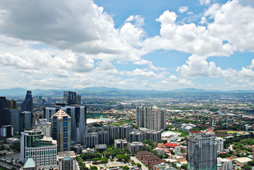 Fototapeta na wymiar Sunny Aerial City View Panorama