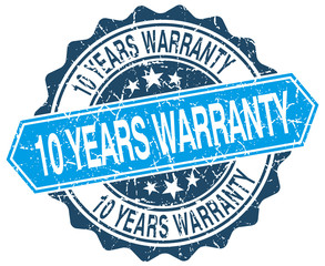 Obraz premium 10 years warranty blue round grunge stamp on white