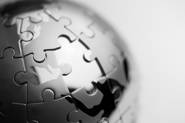 Global strategy  & solution business concept, jigsaw puzzle