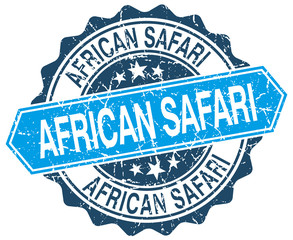african safari blue round grunge stamp on white
