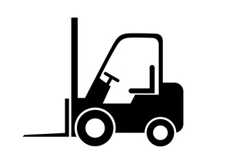 Black forklift truck on white background