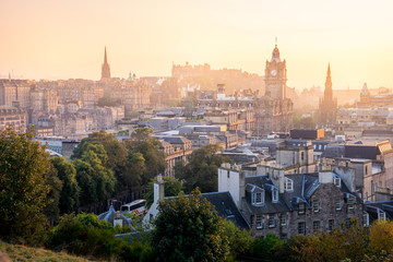 Fototapeta na wymiar Edinburgh city in winter from Calton hill, Scotland, UK