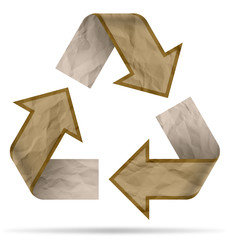 recycle symbol from crumpled paper