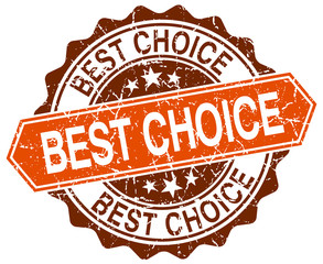 Obraz premium best choice orange round grunge stamp on white