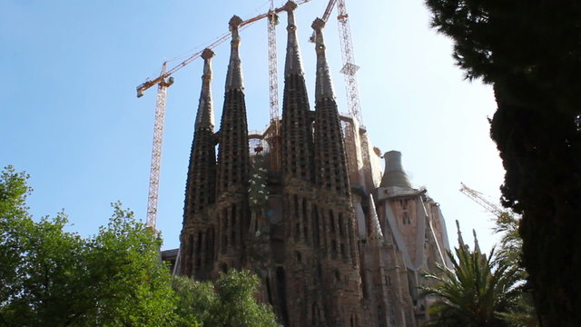 Sagrada Familia Basilica, Church of Barcelona, Spain, Real Time
