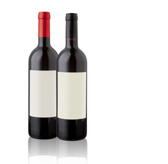 Wine bottles isolated on white