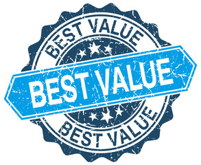 best value blue round grunge stamp on white