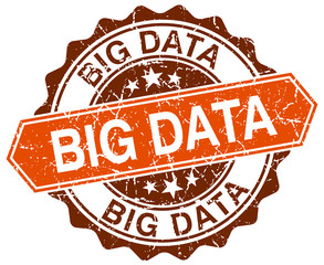 Obraz premium big data orange round grunge stamp on white