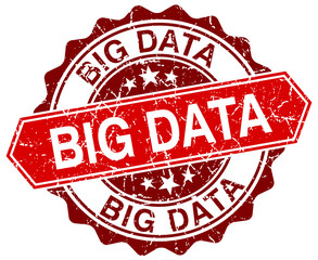 big data red round grunge stamp on white
