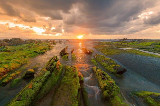 Sunset on the beach barrika