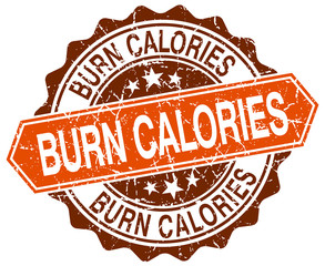 burn calories orange round grunge stamp on white