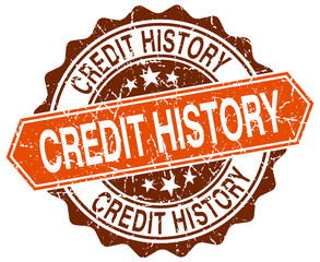 Fototapeta premium credit history orange round grunge stamp on white