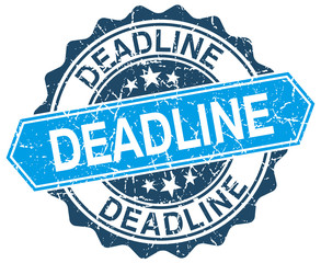 deadline blue round grunge stamp on white
