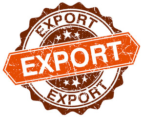 export orange round grunge stamp on white