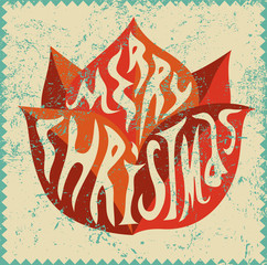 Typographic Christmas greeting card design. Grunge vector illustration.