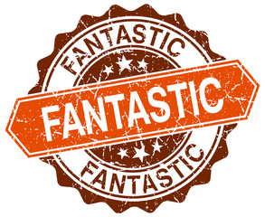 fantastic orange round grunge stamp on white