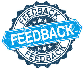 Fototapeta premium feedback blue round grunge stamp on white