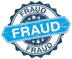 Obraz premium fraud blue round grunge stamp on white