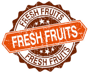fresh fruits orange round grunge stamp on white