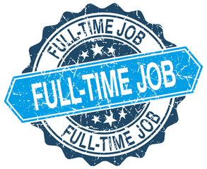 full-time job blue round grunge stamp on white