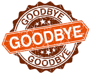 goodbye orange round grunge stamp on white