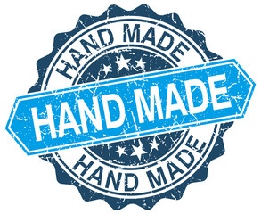 Obraz premium hand made blue round grunge stamp on white
