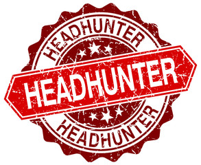 headhunter red round grunge stamp on white