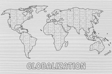 Fototapeta na wymiar globalization, jigsaw puzzle world map