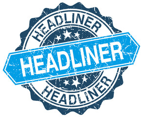 Fototapeta premium headliner blue round grunge stamp on white